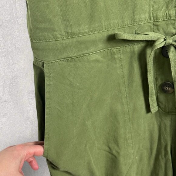 Sézane Charles Army Green Jumpsuit Size 42 French or US 10 Utility Pockets Boho - Picture 6 of 16